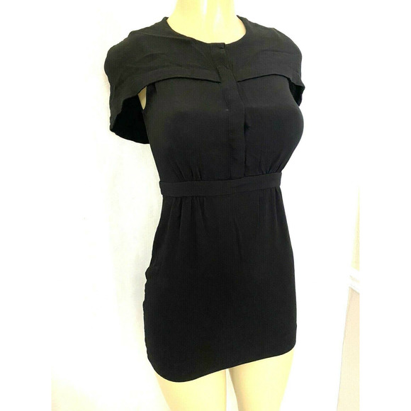 Sandro Black Dress Button Front Short Sleeve Mini Short Sheath 1 XS - Picture 3 of 5